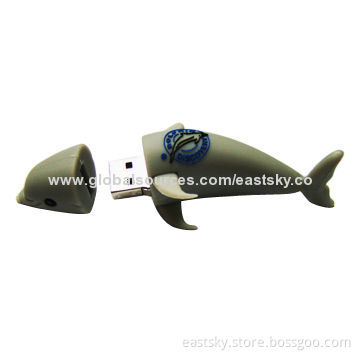 Custom Dolphin-shaped Thumb Drive, Made of Soft PVC Material, OEM Orders are WelcomeNew